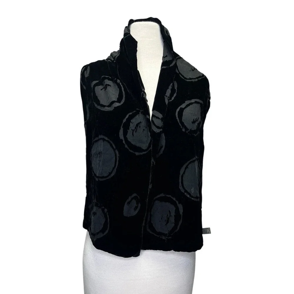 VTG Banana Republic Burnout Velvet Scarf Black‎ 90s Womens Silk Blend Circles
